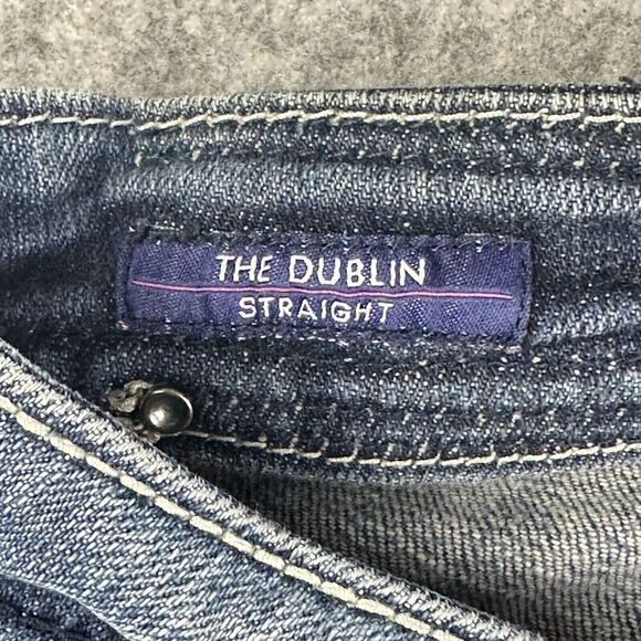 Vigoss Dublin Straight Jeans Womens 5 Low Rise Dark Wash Rhinestone Thick Stitch - Picture 15 of 16